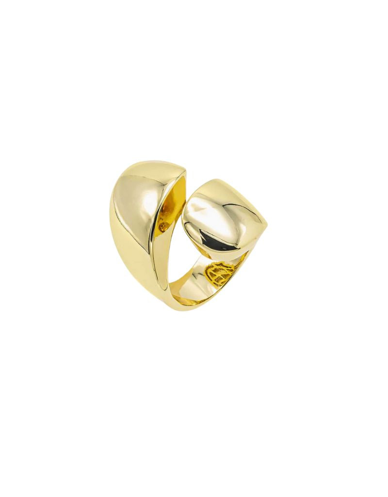 R93451-BRGLD Solid Wide Graduated Wrap Ring Gold Size 8