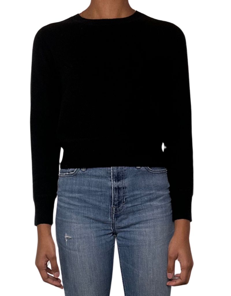 Long Sleeve Cropped Pullover Black