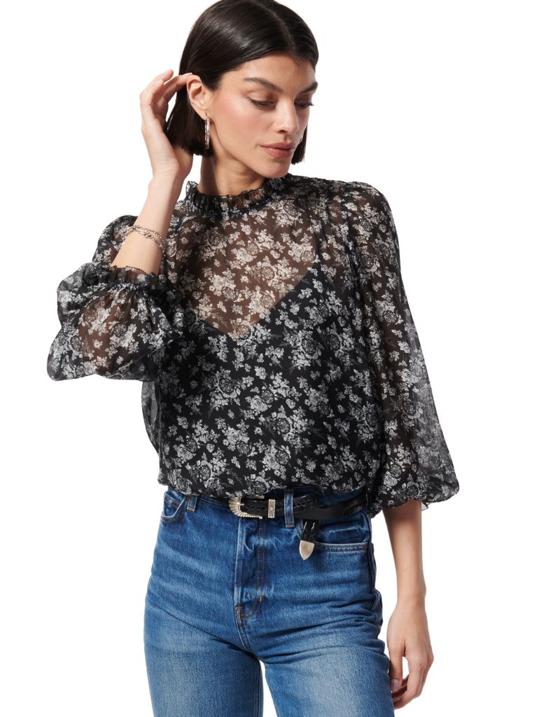 Nelly Top Black White Toille