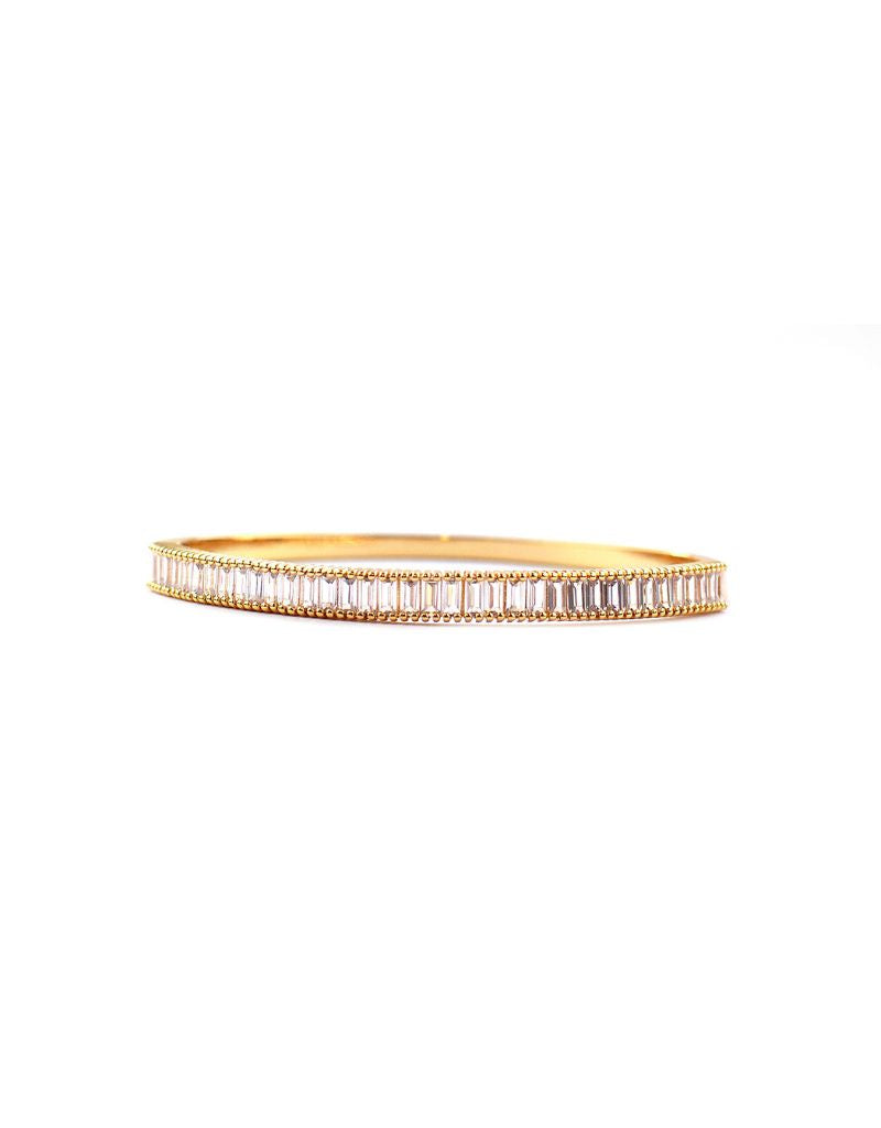 2303B Sterling Baguette CZ Hinged Bangle Gold Plated