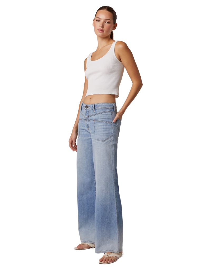 Cary High Rise Wide Leg Front Back Yoke Light Teddy Wash