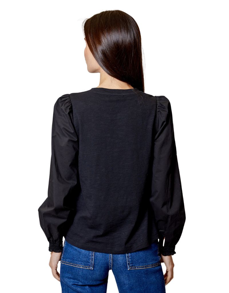 Combo Long Sleeve Top Black F24