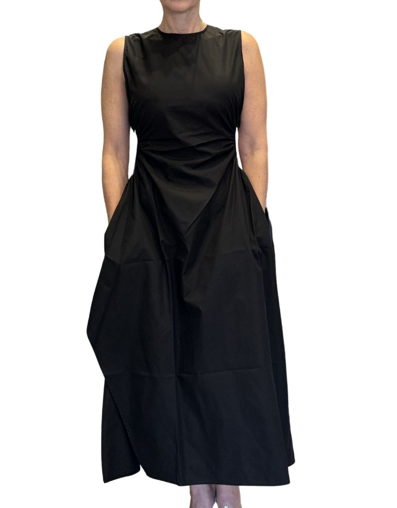 Paola Dress Black Poplin S24