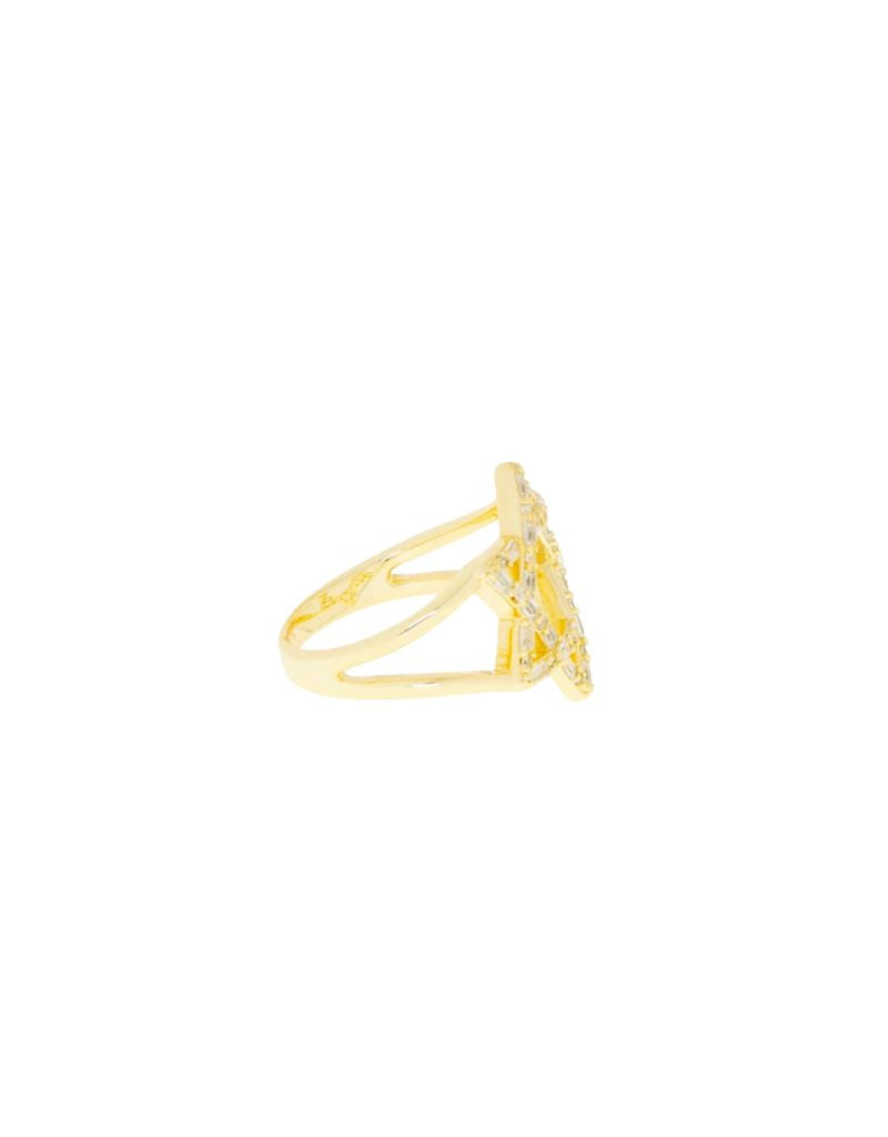 3659R Gold Plated CZ Star of David Ring