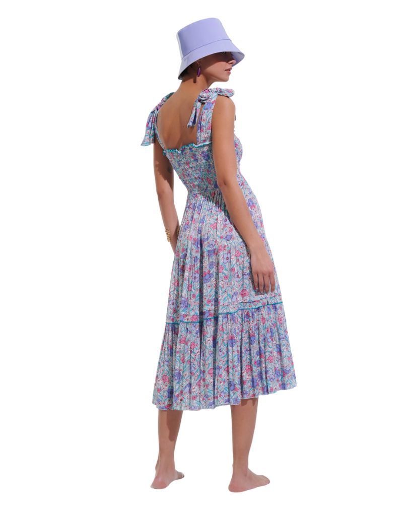 Long Dress Triny V Aqua Petunia