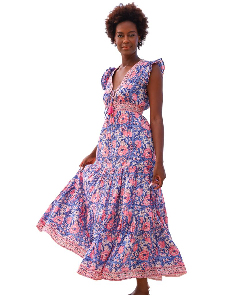 Farrah Maxi Dress Indigo Pink floral 6 SU24-6