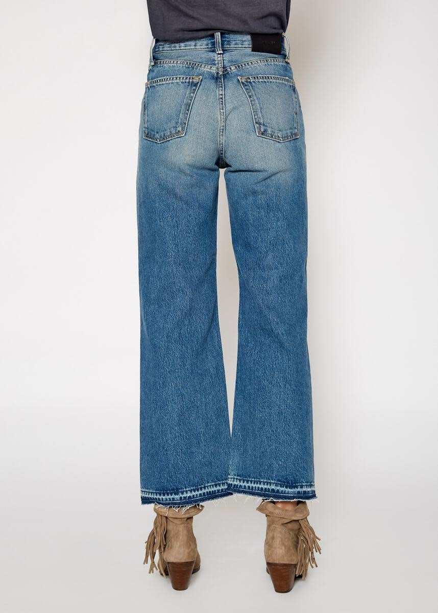 Queen Wide Leg Destroyed Patch Jeans In Tahoe