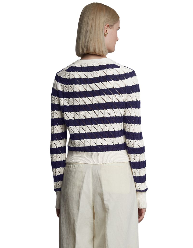 Aya Stripe Cardi Ivory Navy Stripe