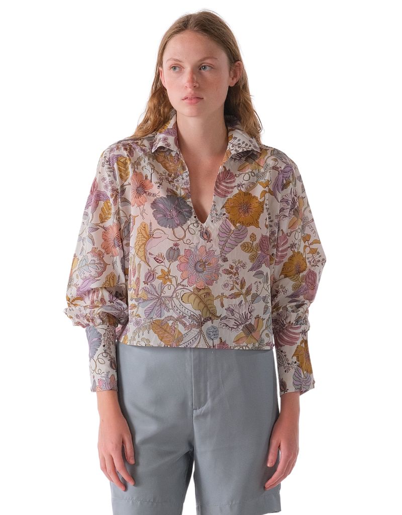 The VICTORIAN Shirt, Made with Tana Lawn Fantasy Land Floral