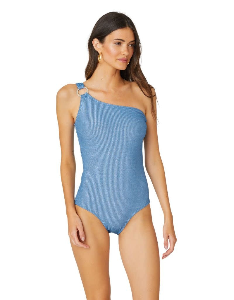 Ring One Shoulder One Piece Sea Shimmer Swim 24-3