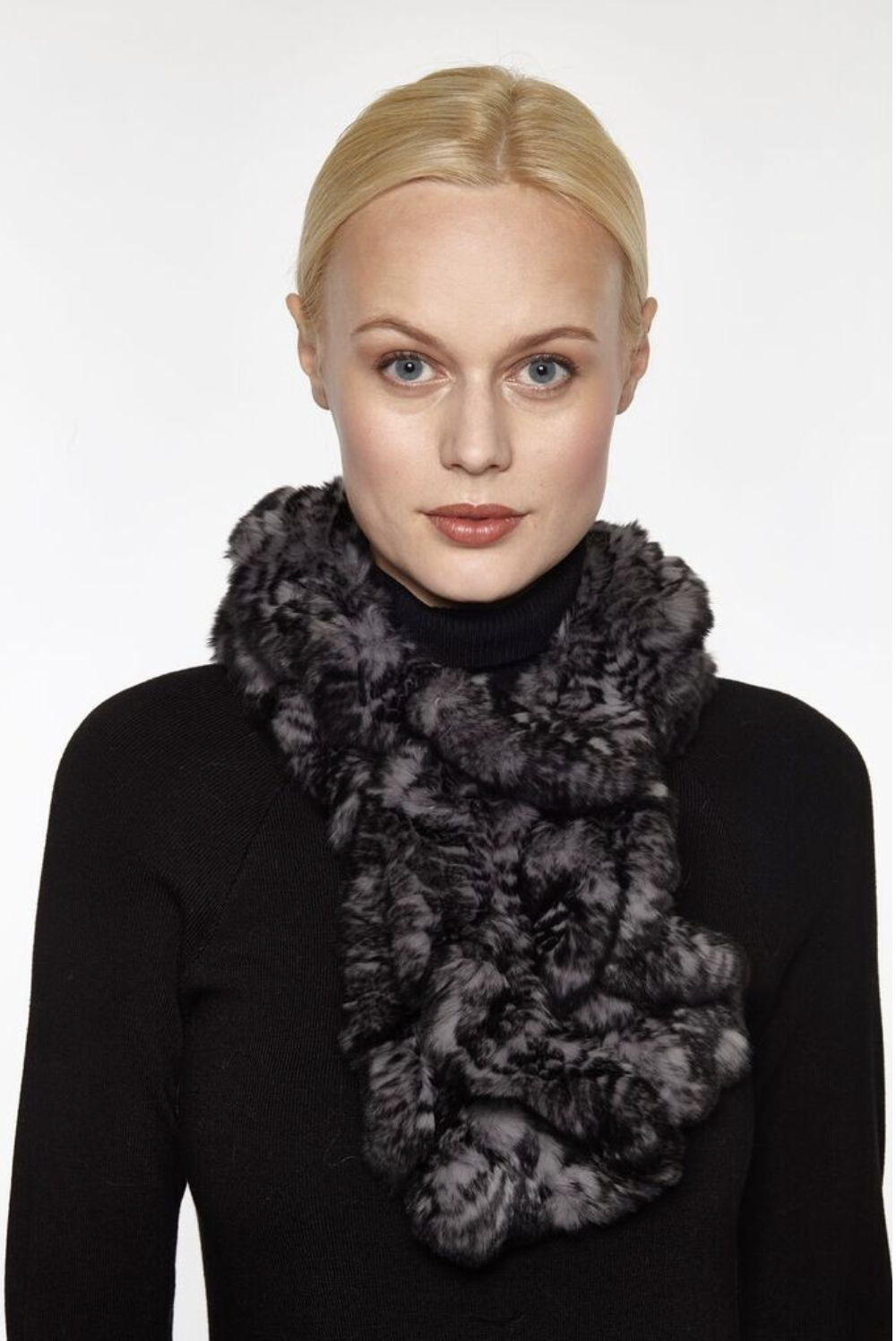 Linda Richards Rex Ruffle Scarf Charcoal Black