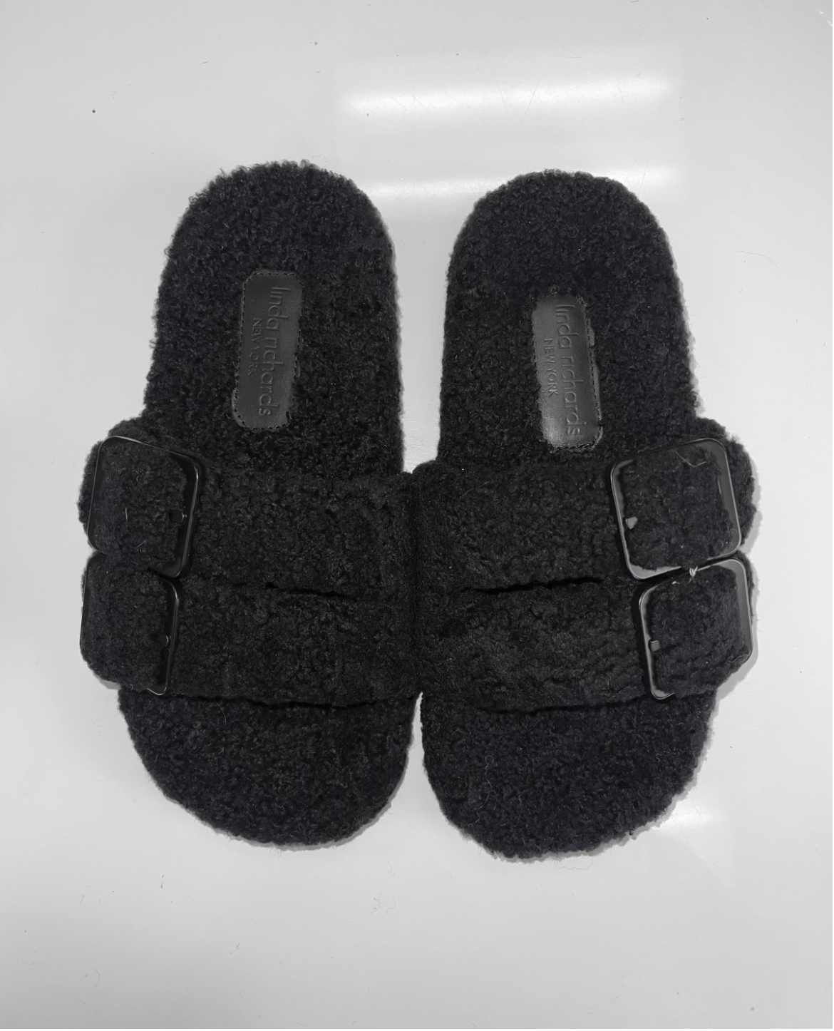 Linda Richards Shearling slide in black