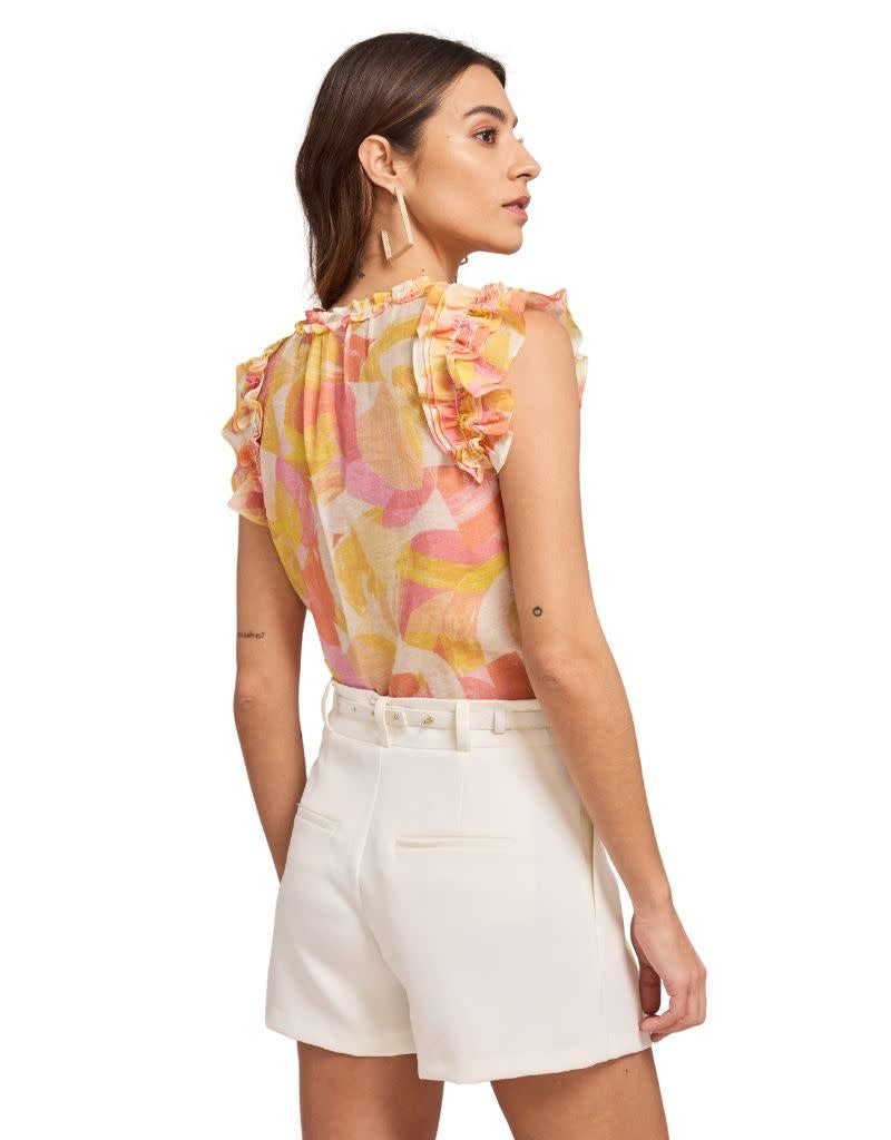 Sia Abstract Voile Blouse Prism Yellow Multi back view