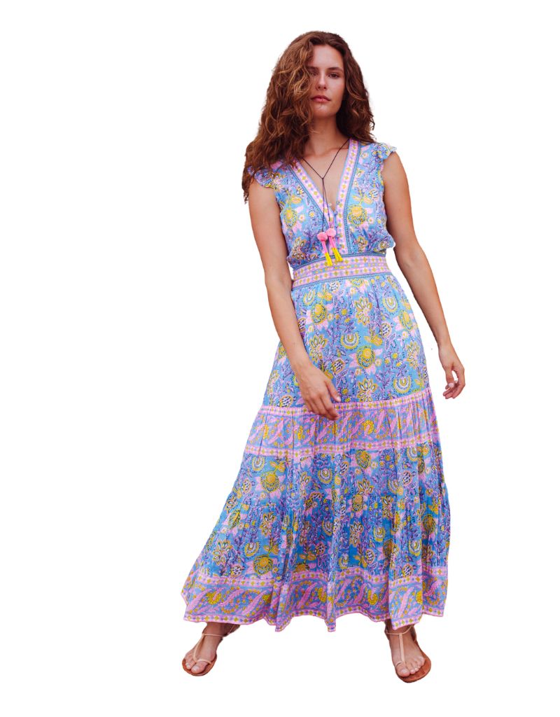 Annabelle Maxi Blue Yellow Print 2