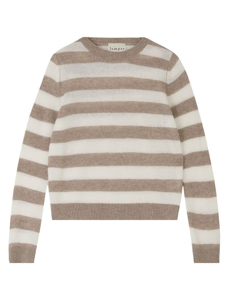 Stripe Crew V2 Org light brown Cream