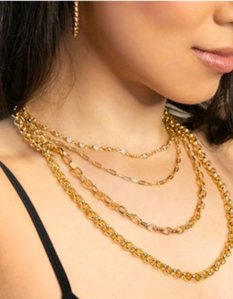 3255N Layered Diamonds by the Yard and Link Chain Necklace