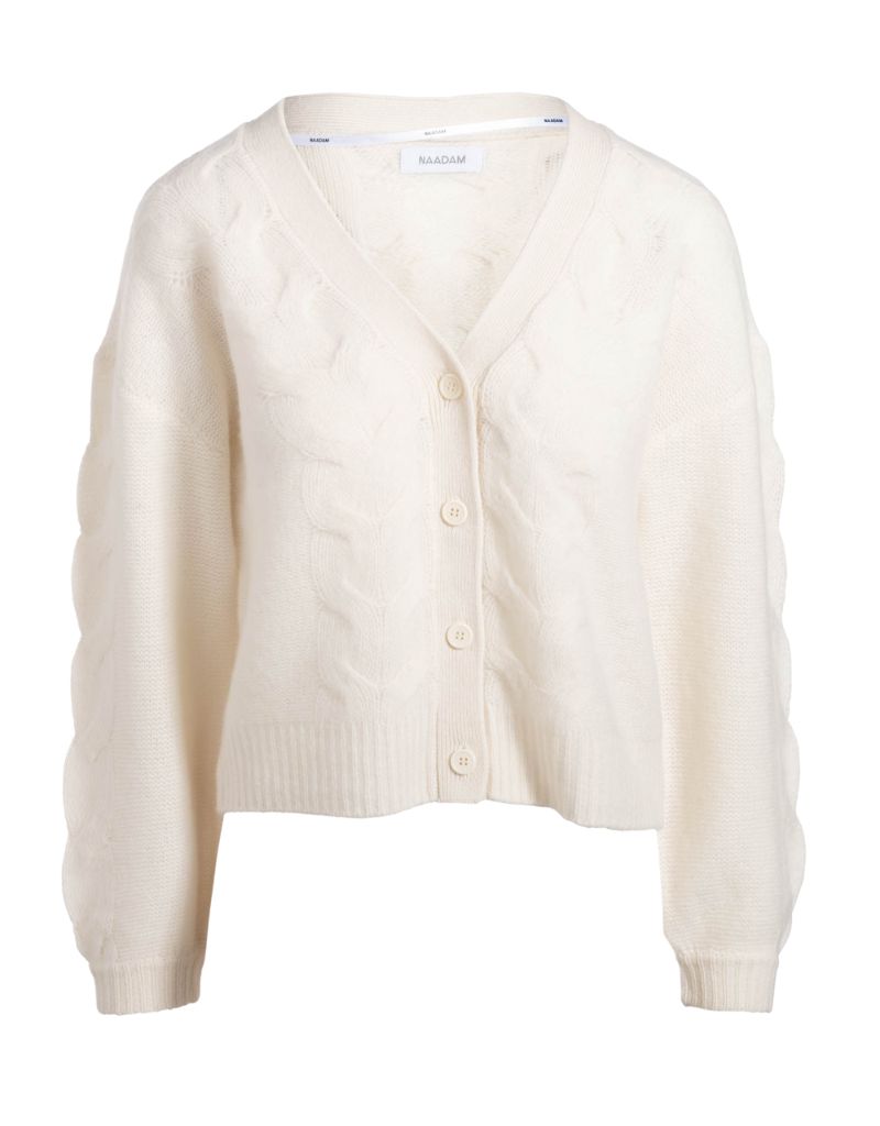 Naadam Cashmere Airy Cable Cardigan White
