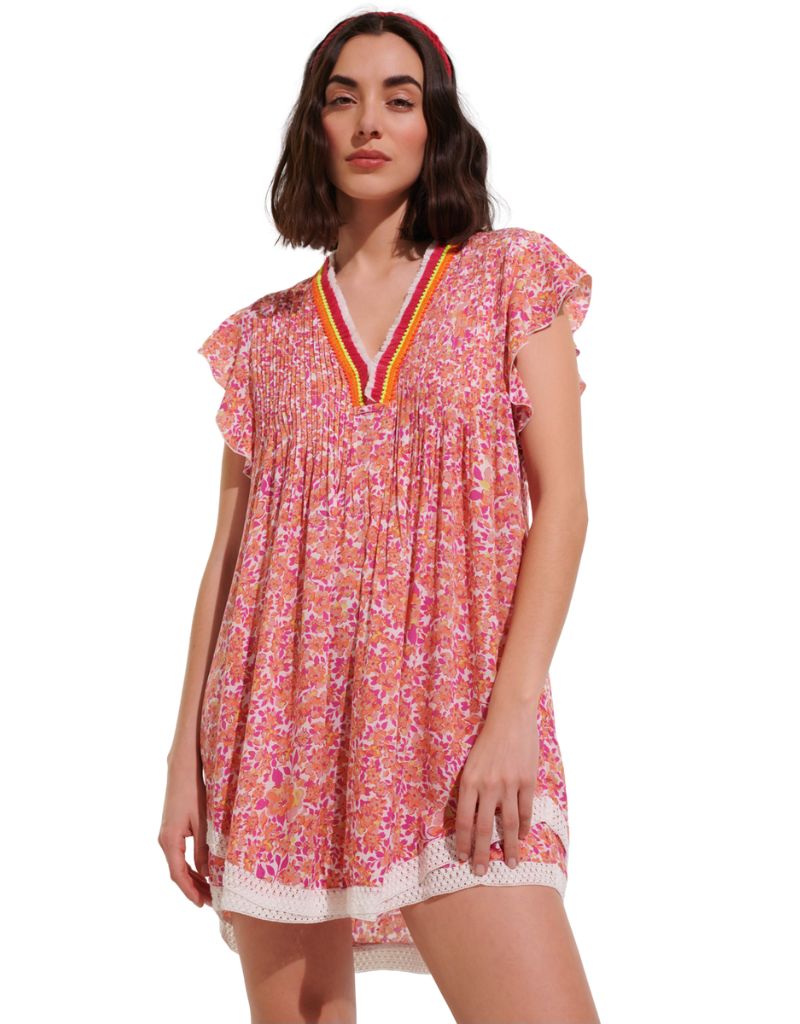Mini Dress Sasha V Pink Net R24