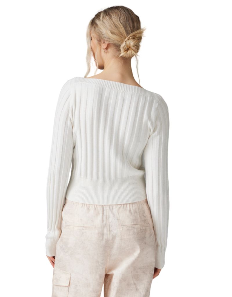 Gwen Crop Boat Neck White