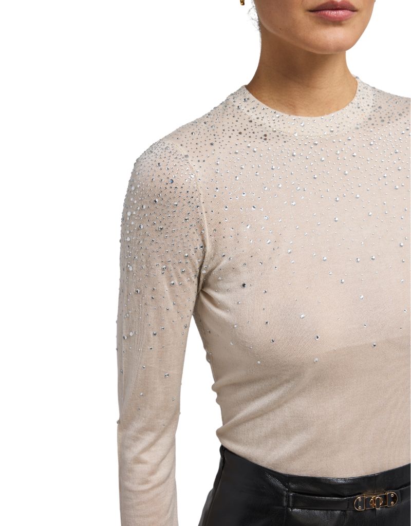 Elsie Crystal Sweater Beige