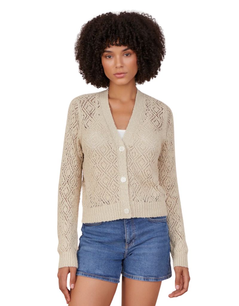 Odette Pointelle V Cardigan Birch