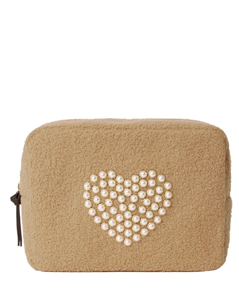 Teddy Heart Cosmetic Bag Camel F22