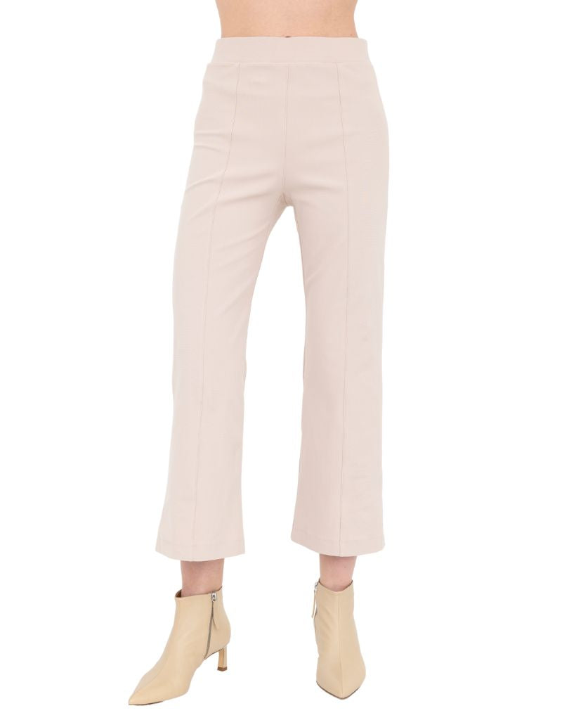 Bobbi Tech Stretch Cropped Pants Side Contrast Stripe Nude White