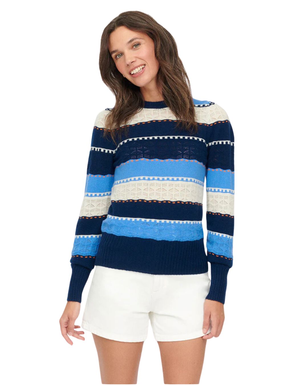 Myla Lace Stripe Crew Navy Multi S24