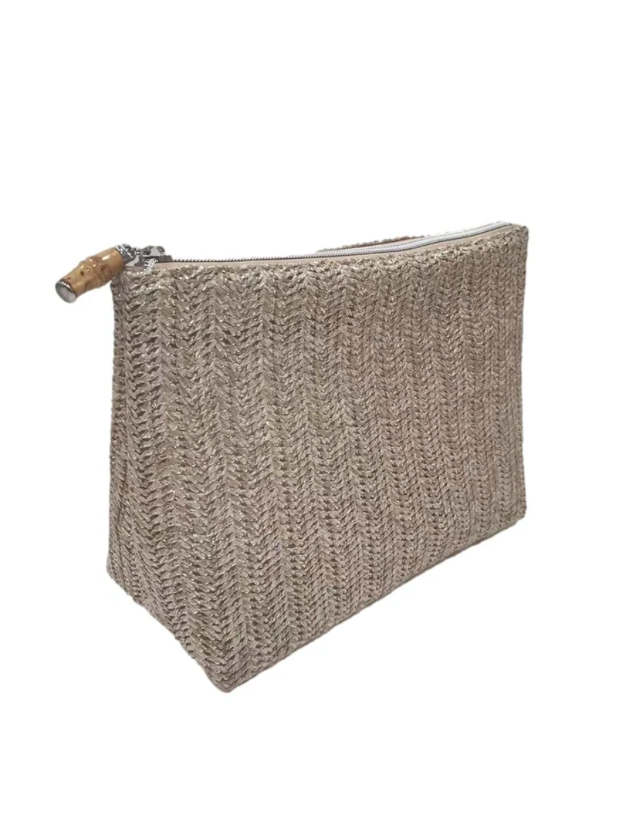 Clutch Straw Metallic Silver