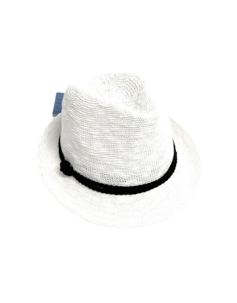 110-244 Fedora Small Brim With Suede Band White 24