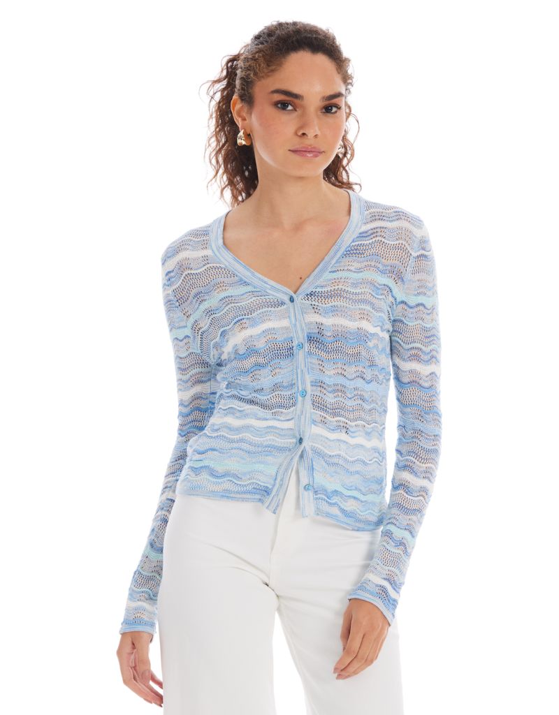 Colleen Cardigan Blue Space Dye