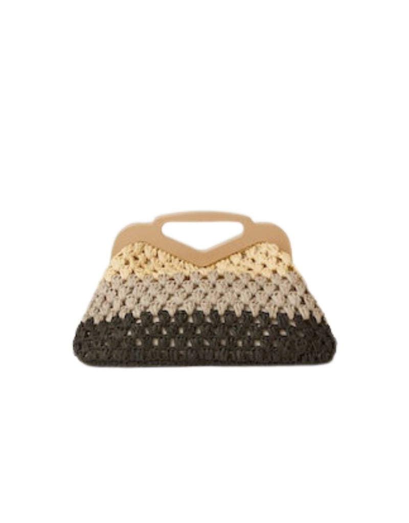 Nadiya Crochet Clutch Natural Grey Black