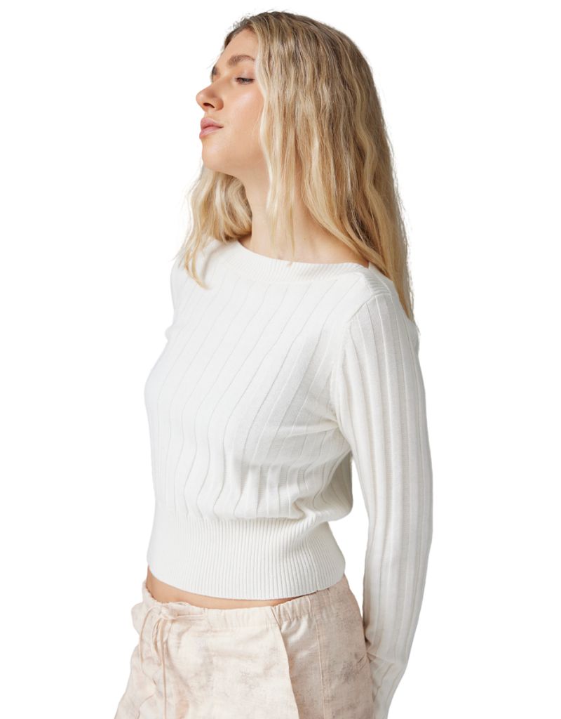 Gwen Crop Boat Neck White