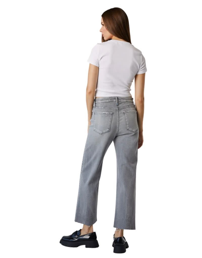 Vincent Wide Straight Leg Raw Hem Hidden Grey Logan Wash