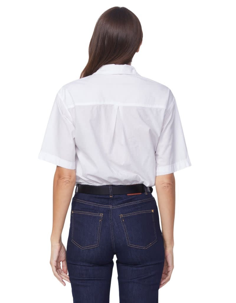 Voile Short Sleeve Cropped Twist Shirt White S24