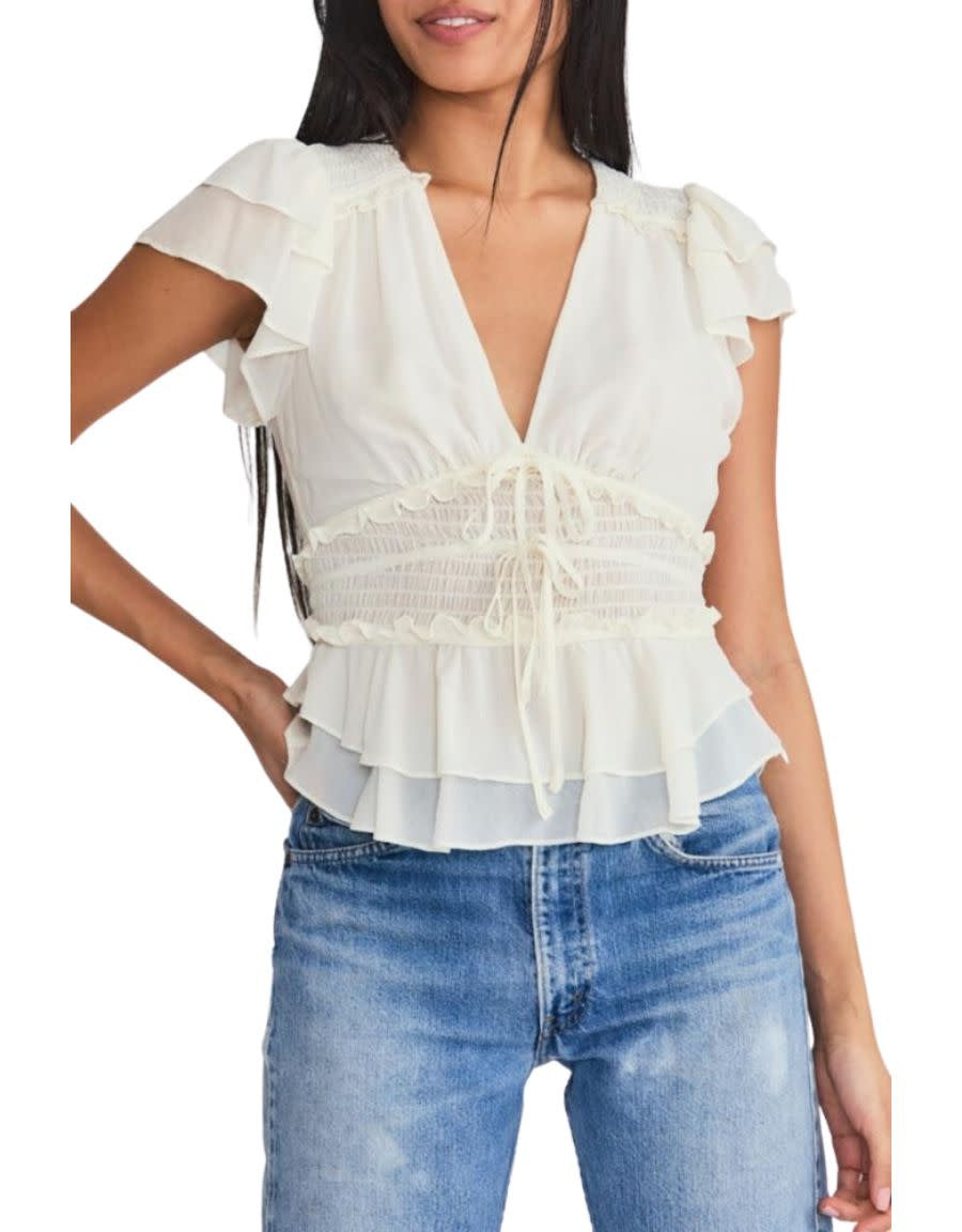 LoveShackFancy Warden Top antique white front view