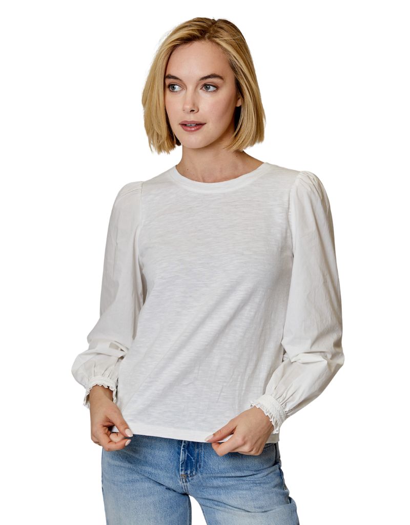 Combo Long Sleeve Top White F24