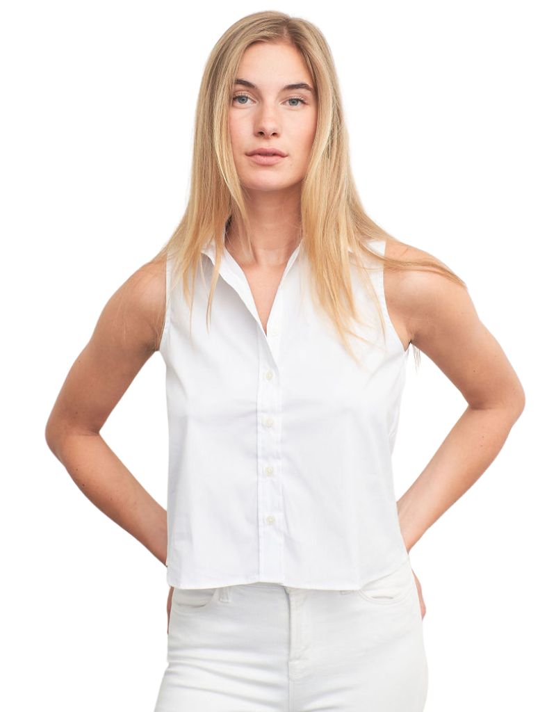 The Boxy Cropped Sleeveless Shirt White