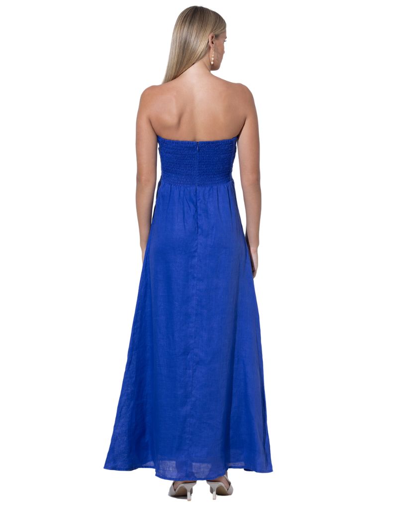 Melody Linen Maxi Dress Nordic Blu