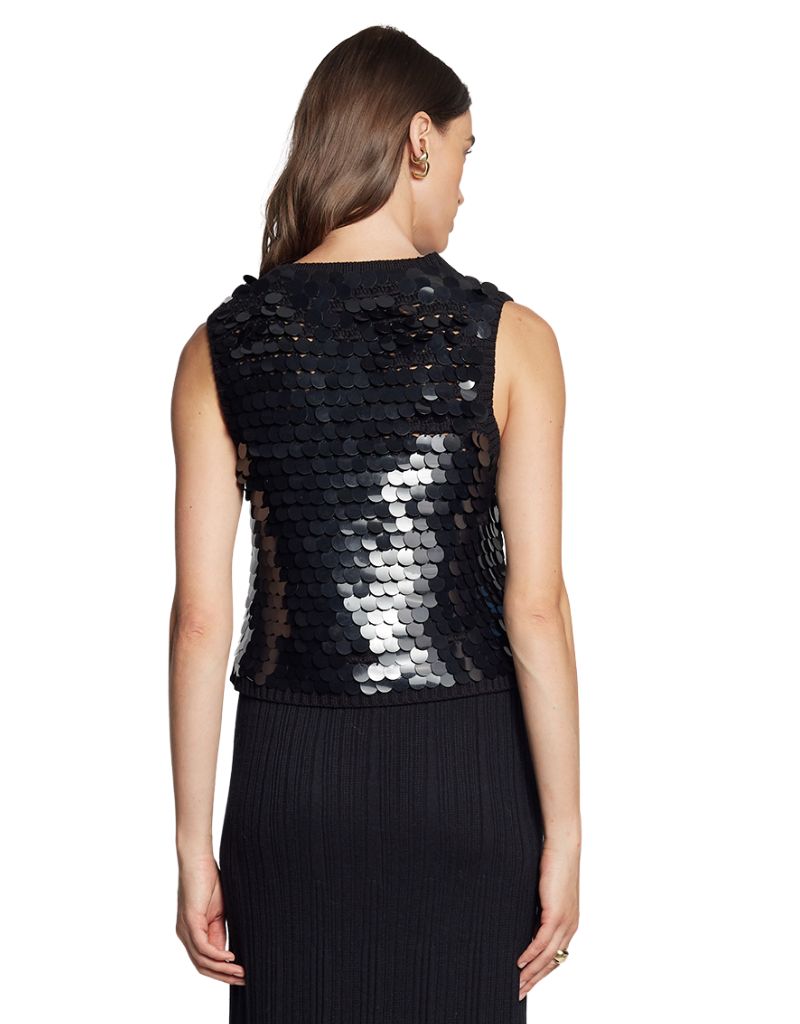 Cora Tank Black with Black Sequins