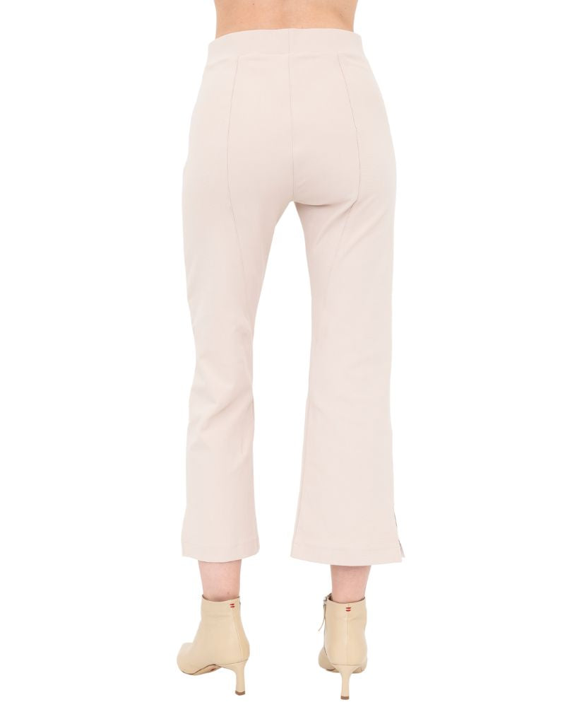 Bobbi Tech Stretch Cropped Pants Side Contrast Stripe Nude White