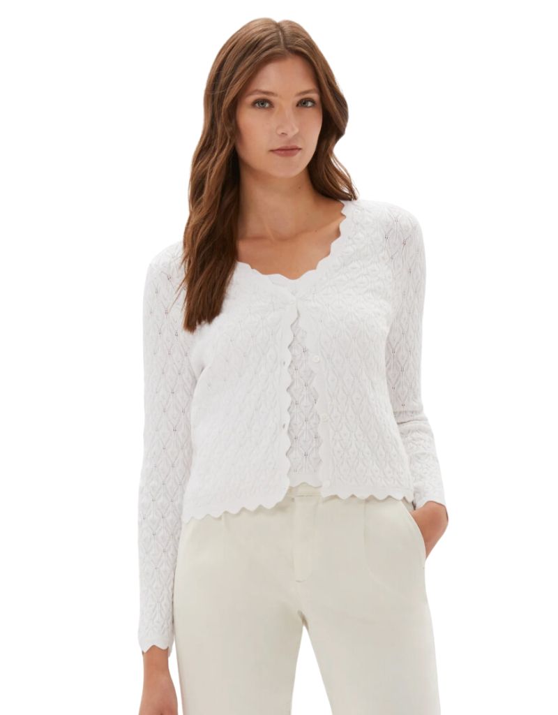 Pointelle Stitch Cardigan White